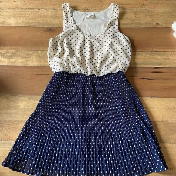 Pins & Needles Blue & White Sleeveless Polka Dot Dress - size XS - Picture 1 of 6